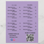 Zwart Paars Restaurant Afhaalmenu met QR-code Flyer (Achterkant)