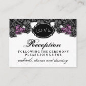 Zwart Paars Roos LOVE Halloween Weddenschap Informatiekaartje (Voorkant)