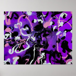 Zwart, Paars, roze en wit ontwerp - Poster