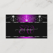 Zwart Paars Squiggles Sparking Diamonds Monogram Visitekaartje (Voorkant)