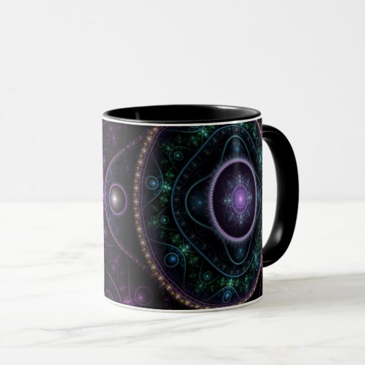 Zwart Paars Turquoise Glans Magie Abstract Mok (Voorkant rechts)