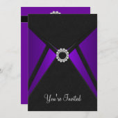 Zwart paars uitnodigings sjabloon voor elke gelege kaart (Voorkant / Achterkant)