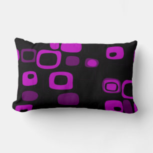 Zwart, Paars, Violet Retro Abstract Art 2 Pillow Kussen