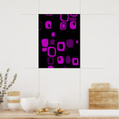 Zwart, Paars, Violet Retro Abstract Art Poster (Keuken)