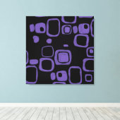 Zwart, Paars, Violet Retro Abstract kunstcanvas Canvas Afdruk (Insitu (Houten vloer))