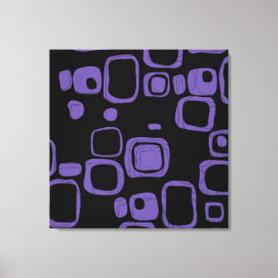 Zwart, Paars, Violet Retro Abstract kunstcanvas Canvas Afdruk