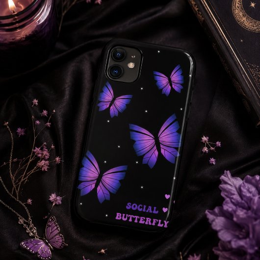 Zwart paars vlinder telefoonhoesje Case-Mate iPhone case