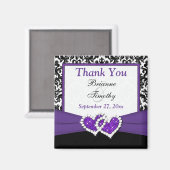 Zwart, Paars, Wit Damast Huwelijksgunst Magneet (Voorkant / Achterkant)