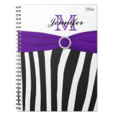 Zwart Paars wit Zebra gestreept Notitieboek (Voorkant)