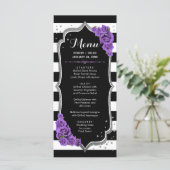 Zwart Paars Wit Zilver Menu Kaart (Staand voorkant)