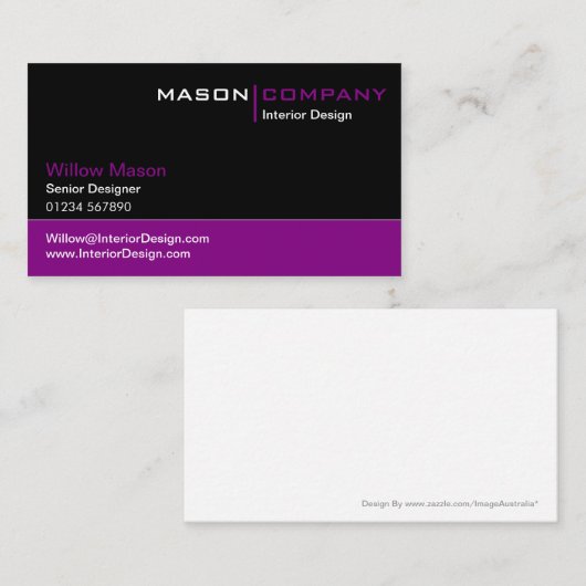 Zwart-Paars zakelijk Visitekaartje (Voorkant / Achterkant)