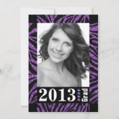 Zwart-Paars Zebra Afdrukfoto Afstuderen Kaart (Achterkant)