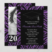 Zwart-Paars Zebra Afdrukfoto Afstuderen Kaart (Voorkant / Achterkant)