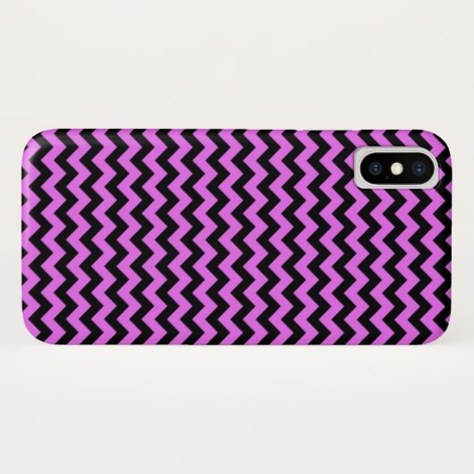 Zwart-Paars Zig Zag Chevron Case-Mate iPhone Case (Achterkant (horizontaal))