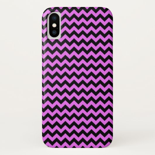 Zwart-Paars Zig Zag Chevron Case-Mate iPhone Case (Achterkant)