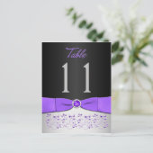 Zwart, Paars, zilver, Floral Table Number Briefkaa Briefkaart (Staand voorkant)