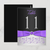 Zwart, Paars, zilver, Floral Table Number Briefkaa Briefkaart (Voorkant / Achterkant)