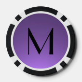 Zwart paarse aangepaste monogram poker chips (Achterkant)