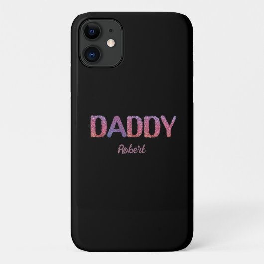 Zwart &Paarse aangepaste naam Daddy Case-Mate iPhone Case (Achterkant)