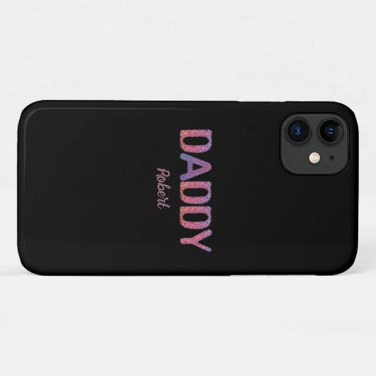 Zwart &Paarse aangepaste naam Daddy Case-Mate iPhone Case (Achterkant (horizontaal))