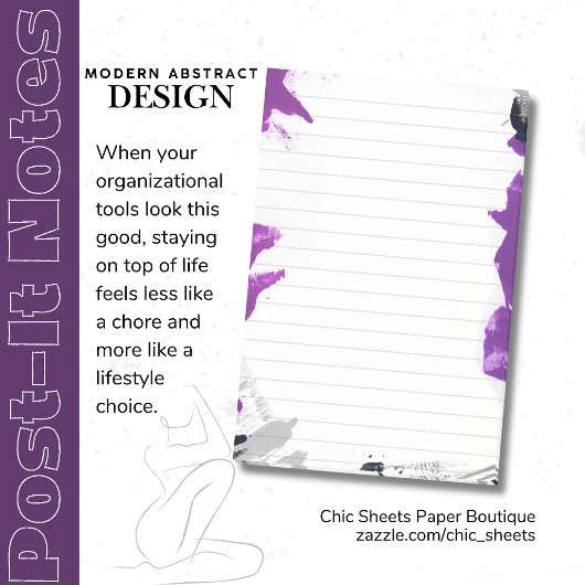 Zwart & Paarse Abstracte Ontwerp 3M Post-it® Notit Notes