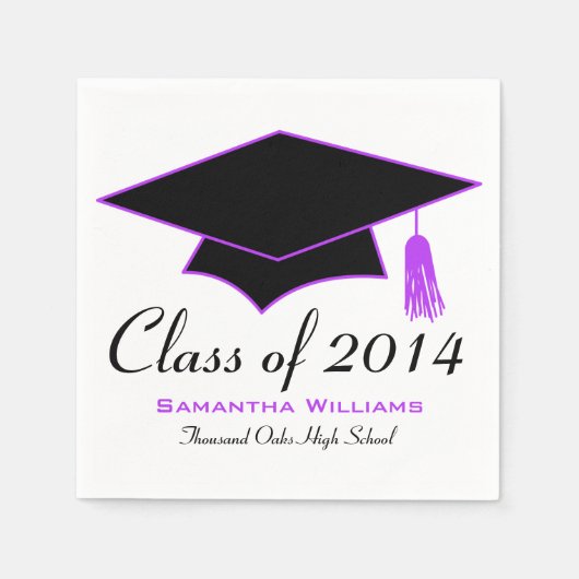 Zwart & Paarse Afstudeerder Pet Afstuderen servett Servet (Voorkant)