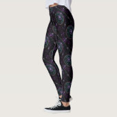 Zwart Paarse Blauwgroen Glow Magic Sphere Pattern Leggings (Links)