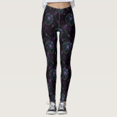 Zwart Paarse Blauwgroen Glow Magic Sphere Pattern Leggings (Voorkant)