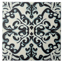 Zwart Paarse & Blauwgroen op witte Toscaanse stijl