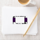 Zwart/Paarse Bloemen Damask Bruiloft Mailing Label (Insitu)