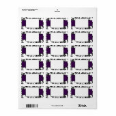 Zwart/Paarse Bloemen Damask Bruiloft Mailing Label (Full Sheet)