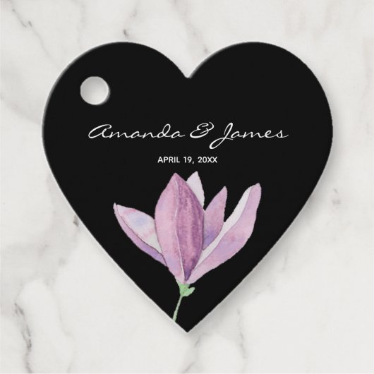 Zwart Paarse Bloemen Dank u Bedankjes Labels (Voorkant)