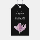 Zwart Paarse Bloemige Dank Je Cadeaulabel (Voorkant)