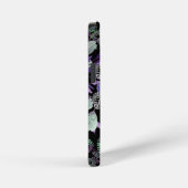 ZWART PAARSE BLOEMTYPOGRAFIE OP MAAT iPhone HOESJE (Rechterkant)