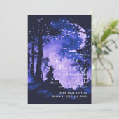 Zwart & Paarse Bos Silhouet Bruiloft Kaart (Staand voorkant)