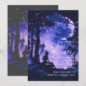 Zwart & Paarse Bos Silhouet Bruiloft Kaart (Voorkant / Achterkant)