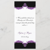 Zwart paarse bruiloft menu (Achterkant)