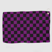 Zwart Paarse Check Checkerboard Patroon Golfhanddoek (Horizontaal)