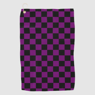 Zwart Paarse Check Checkerboard Patroon Golfhanddoek