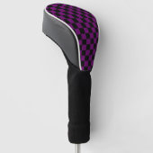 Zwart Paarse Check Checkerboard Patroon Golfheadcover (Schuin)