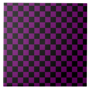 Zwart Paarse Check Checkerboard Patroon Tegeltje