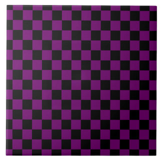 Zwart Paarse Check Checkerboard Patroon Tegeltje