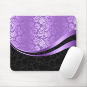 Zwart & paarse damast dynamic stripes muismat (Met muis)