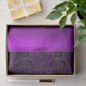ZWART PAARSE DAMAST EDELSTEEN MONOGRAM Bloemig Tissuepapier (Geschenk)