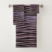 Zwart-Paarse Deco-golven Bad Handdoek (Insitu)