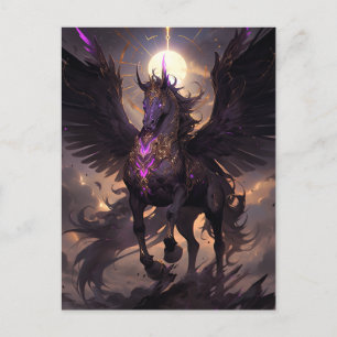 Zwart Paarse Eenhoorn Fantasy Art Briefkaart