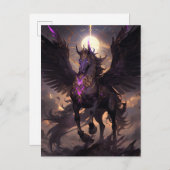 Zwart Paarse Eenhoorn Fantasy Art Briefkaart (Voorkant / Achterkant)