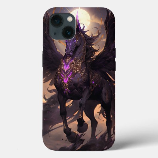 Zwart Paarse Eenhoorn Fantasy Art Case-Mate iPhone Case (Achterkant)