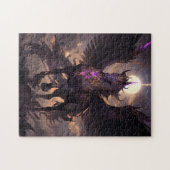 Zwart Paarse Eenhoorn Fantasy Art Legpuzzel (Horizontaal)