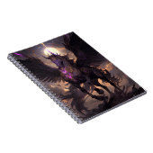 Zwart Paarse Eenhoorn Fantasy Art Notitieboek (Rechterzijde)